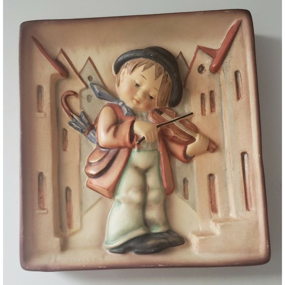 Goebel Hummel Little Fiddler Wall Plaque HUM 93 TMK2 Full Bee - Picture 3 of 3
